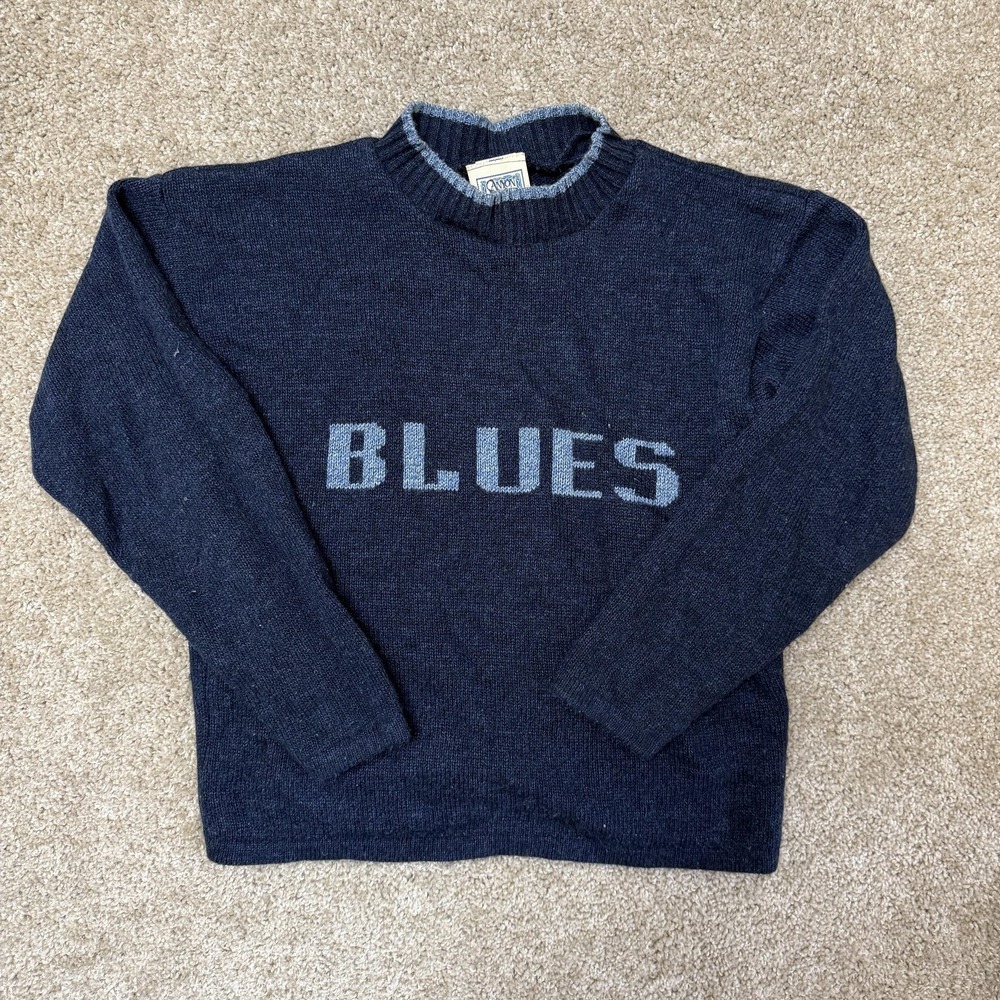 Vintage Canyon River Blues Sweater Kids 10-12 Blue Knit Crew Neck Pullover BLUES